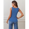 MEROKEETY Womens Summer Casual Ribbed Knit Square Neck Basic Tank Tops 2026 | Fitted, Sleeveless Sweater Top, Trendy Shirt, Versatile Clothes, Stretchable, Soft, Simple Outfit, Classy, Layering Blouse(Blue)