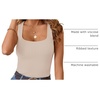 MEROKEETY Womens Summer Casual Ribbed Knit Square Neck Basic Tank Tops 2026 | Fitted, Sleeveless Sweater Top, Trendy Shirt, Versatile Clothes, Stretchable, Soft, Simple Outfit, Classy, Layering Blouse(Sand)