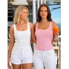 MEROKEETY Womens Summer Casual Ribbed Knit Square Neck Basic Tank Tops 2026 | Fitted, Sleeveless Sweater Top, Trendy Shirt, Versatile Clothes, Stretchable, Soft, Simple Outfit, Classy, Layering Blouse(Pink)