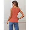 MEROKEETY Womens Summer Casual Ribbed Knit Square Neck Basic Tank Tops 2026 | Fitted, Sleeveless Sweater Top, Trendy Shirt, Versatile Clothes, Stretchable, Soft, Simple Outfit, Classy, Layering Blouse(Orange)