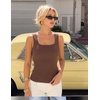 MEROKEETY Womens Summer Casual Ribbed Knit Square Neck Basic Tank Tops 2026 | Fitted, Sleeveless Sweater Top, Trendy Shirt, Versatile Clothes, Stretchable, Soft, Simple Outfit, Classy, Layering Blouse(Coffee)
