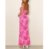 MEROKEETY Women’s Summer Floral Wedding Guest Cocktail Maxi Dress | Strapless, Tube Top, Mesh, Bodycon, Lined, Mermaid, 2026 Summer Dress, Formal Elegant, Prom, Baby Shower, Party Long Dress(Hotpink)