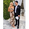 MEROKEETY Women’s Summer Floral Wedding Guest Cocktail Maxi Dress | Strapless, Tube Top, Mesh, Bodycon, Lined, Mermaid, 2026 Summer Dress, Formal Elegant, Prom, Baby Shower, Party Long Dress(Brown)