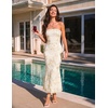 MEROKEETY Women’s Summer Floral Wedding Guest Cocktail Maxi Dress | Strapless, Tube Top, Mesh, Bodycon, Lined, Mermaid, 2026 Summer Dress, Formal Elegant, Prom, Baby Shower, Party Long Dress(Apricot)