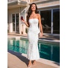 MEROKEETY Women’s Summer Floral Wedding Guest Cocktail Maxi Dress | Strapless, Tube Top, Mesh, Bodycon, Lined, Mermaid, 2026 Summer Dress, Formal Elegant, Prom, Baby Shower, Party Long Dress(White)