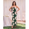 MEROKEETY Women’s Summer Floral Wedding Guest Cocktail Maxi Dress | Strapless, Tube Top, Mesh, Bodycon, Lined, Mermaid, 2026 Summer Dress, Formal Elegant, Prom, Baby Shower, Party Long Dress(Darkgreen)