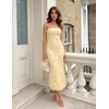 MEROKEETY Women’s Summer Floral Wedding Guest Cocktail Maxi Dress | Strapless, Tube Top, Mesh, Bodycon, Lined, Mermaid, 2026 Summer Dress, Formal Elegant, Prom, Baby Shower, Party Long Dress(Yellow)