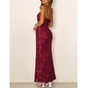 MEROKEETY Women’s Summer Floral Wedding Guest Cocktail Maxi Dress | Strapless, Tube Top, Mesh, Bodycon, Lined, Mermaid, 2026 Summer Dress, Formal Elegant, Prom, Baby Shower, Party Long Dress(Red)