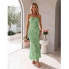 MEROKEETY Women’s Summer Floral Wedding Guest Cocktail Maxi Dress | Strapless, Tube Top, Mesh, Bodycon, Lined, Mermaid, 2026 Summer Dress, Formal Elegant, Prom, Baby Shower, Party Long Dress(Lightgreen)