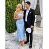 MEROKEETY Women’s Summer Floral Wedding Guest Cocktail Maxi Dress | Strapless, Tube Top, Mesh, Bodycon, Lined, Mermaid, 2026 Summer Dress, Formal Elegant, Prom, Baby Shower, Party Long Dress(Blue)