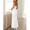 MEROKEETY Women’s Summer Floral Wedding Guest Cocktail Maxi Dress | Strapless, Tube Top, Mesh, Bodycon, Lined, Mermaid, 2026 Summer Dress, Formal Elegant, Prom, Baby Shower, Party Long Dress(White)