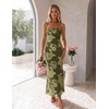MEROKEETY Women’s Summer Floral Wedding Guest Cocktail Maxi Dress | Strapless, Tube Top, Mesh, Bodycon, Lined, Mermaid, 2026 Summer Dress, Formal Elegant, Prom, Baby Shower, Party Long Dress(Armygreen)