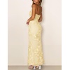 MEROKEETY Women’s Summer Floral Wedding Guest Cocktail Maxi Dress | Strapless, Tube Top, Mesh, Bodycon, Lined, Mermaid, 2026 Summer Dress, Formal Elegant, Prom, Baby Shower, Party Long Dress(Yellow)
