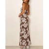 MEROKEETY Women’s Summer Floral Wedding Guest Cocktail Maxi Dress | Strapless, Tube Top, Mesh, Bodycon, Lined, Mermaid, 2026 Summer Dress, Formal Elegant, Prom, Baby Shower, Party Long Dress(Brown)