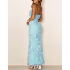 MEROKEETY Women’s Summer Floral Wedding Guest Cocktail Maxi Dress | Strapless, Tube Top, Mesh, Bodycon, Lined, Mermaid, 2026 Summer Dress, Formal Elegant, Prom, Baby Shower, Party Long Dress(Lightblue)