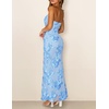 MEROKEETY Women’s Summer Floral Wedding Guest Cocktail Maxi Dress | Strapless, Tube Top, Mesh, Bodycon, Lined, Mermaid, 2026 Summer Dress, Formal Elegant, Prom, Baby Shower, Party Long Dress(Blue)