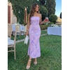 MEROKEETY Women’s Summer Floral Wedding Guest Cocktail Maxi Dress | Strapless, Tube Top, Mesh, Bodycon, Lined, Mermaid, 2026 Summer Dress, Formal Elegant, Prom, Baby Shower, Party Long Dress(Purple)