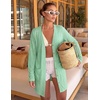 MEROKEETY Womens Summer Lightweight Long Cardigan 2026 Open Front Pockets | Long Sleeve, Button Down, Light Cardigan Sweaters, Loose Outwear, Beach Vacation Cover Up, Trendy Outfits, Fashion Clothes(Mint)