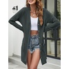 MEROKEETY Womens Summer Lightweight Long Cardigan 2026 Open Front Pockets | Long Sleeve, Button Down, Light Cardigan Sweaters, Loose Outwear, Beach Vacation Cover Up, Trendy Outfits, Fashion Clothes(Darkgrey)