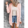 MEROKEETY Womens Summer Lightweight Long Cardigan 2026 Open Front Pockets | Long Sleeve, Button Down, Light Cardigan Sweaters, Loose Outwear, Beach Vacation Cover Up, Trendy Outfits, Fashion Clothes(Lightpink)