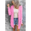 MEROKEETY Womens Summer Lightweight Long Cardigan 2026 Open Front Pockets | Long Sleeve, Button Down, Light Cardigan Sweaters, Loose Outwear, Beach Vacation Cover Up, Trendy Outfits, Fashion Clothes(Pink)