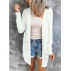 MEROKEETY Womens Summer Lightweight Long Cardigan 2026 Open Front Pockets | Long Sleeve, Button Down, Light Cardigan Sweaters, Loose Outwear, Beach Vacation Cover Up, Trendy Outfits, Fashion Clothes(White)