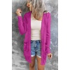 MEROKEETY Womens Summer Lightweight Long Cardigan 2026 Open Front Pockets | Long Sleeve, Button Down, Light Cardigan Sweaters, Loose Outwear, Beach Vacation Cover Up, Trendy Outfits, Fashion Clothes(Magenta)