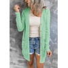 MEROKEETY Womens Summer Lightweight Long Cardigan 2026 Open Front Pockets | Long Sleeve, Button Down, Light Cardigan Sweaters, Loose Outwear, Beach Vacation Cover Up, Trendy Outfits, Fashion Clothes(Mint)