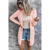 MEROKEETY Womens Summer Lightweight Long Cardigan 2026 Open Front Pockets | Long Sleeve, Button Down, Light Cardigan Sweaters, Loose Outwear, Beach Vacation Cover Up, Trendy Outfits, Fashion Clothes(Lightpink)