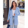 MEROKEETY Womens Summer Lightweight Long Cardigan 2026 Open Front Pockets | Long Sleeve, Button Down, Light Cardigan Sweaters, Loose Outwear, Beach Vacation Cover Up, Trendy Outfits, Fashion Clothes(Blue)