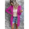 MEROKEETY Womens Summer Lightweight Long Cardigan 2026 Open Front Pockets | Long Sleeve, Button Down, Light Cardigan Sweaters, Loose Outwear, Beach Vacation Cover Up, Trendy Outfits, Fashion Clothes(Magenta)