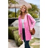 MEROKEETY Womens Summer Lightweight Long Cardigan 2026 Open Front Pockets | Long Sleeve, Button Down, Light Cardigan Sweaters, Loose Outwear, Beach Vacation Cover Up, Trendy Outfits, Fashion Clothes(Pink)