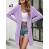 MEROKEETY Womens Summer Lightweight Long Cardigan 2026 Open Front Pockets | Long Sleeve, Button Down, Light Cardigan Sweaters, Loose Outwear, Beach Vacation Cover Up, Trendy Outfits, Fashion Clothes(Purple)