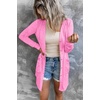 MEROKEETY Womens Summer Lightweight Long Cardigan 2026 Open Front Pockets | Long Sleeve, Button Down, Light Cardigan Sweaters, Loose Outwear, Beach Vacation Cover Up, Trendy Outfits, Fashion Clothes(Pink)