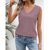 Womens Summer Sleeveless Eyelet Tank Top V Neck Lightweight Sweater Vest | 2026, Knitted, Business Casual, Stretchable, Ribbed, Relaxed, Breathable, Dressy Blouse Shirts, Layering, Fall Outfit Clothes(Grey Purple)