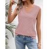 Womens Summer Sleeveless Eyelet Tank Top V Neck Lightweight Sweater Vest | 2026, Knitted, Business Casual, Stretchable, Ribbed, Relaxed, Breathable, Dressy Blouse Shirts, Layering, Fall Outfit Clothes(Pink)