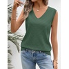 Womens Summer Sleeveless Eyelet Tank Top V Neck Lightweight Sweater Vest | 2026, Knitted, Business Casual, Stretchable, Ribbed, Relaxed, Breathable, Dressy Blouse Shirts, Layering, Fall Outfit Clothes(Dustygreen)