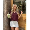Womens Summer Sleeveless Eyelet Tank Top V Neck Lightweight Sweater Vest | 2026, Knitted, Business Casual, Stretchable, Ribbed, Relaxed, Breathable, Dressy Blouse Shirts, Layering, Fall Outfit Clothes(Wine Red)
