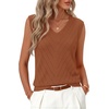 Womens Summer Sleeveless Eyelet Tank Top V Neck Lightweight Sweater Vest | 2026, Knitted, Business Casual, Stretchable, Ribbed, Relaxed, Breathable, Dressy Blouse Shirts, Layering, Fall Outfit Clothes(Caramel)