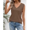 Womens Summer Sleeveless Eyelet Tank Top V Neck Lightweight Sweater Vest | 2026, Knitted, Business Casual, Stretchable, Ribbed, Relaxed, Breathable, Dressy Blouse Shirts, Layering, Fall Outfit Clothes(Brown)