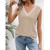Womens Summer Sleeveless Eyelet Tank Top V Neck Lightweight Sweater Vest | 2026, Knitted, Business Casual, Stretchable, Ribbed, Relaxed, Breathable, Dressy Blouse Shirts, Layering, Fall Outfit Clothes(Trimapricot)