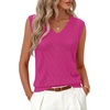 Womens Summer Sleeveless Eyelet Tank Top V Neck Lightweight Sweater Vest | 2026, Knitted, Business Casual, Stretchable, Ribbed, Relaxed, Breathable, Dressy Blouse Shirts, Layering, Fall Outfit Clothes(Hotpink)