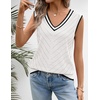 Womens Summer Sleeveless Eyelet Tank Top V Neck Lightweight Sweater Vest | 2026, Knitted, Business Casual, Stretchable, Ribbed, Relaxed, Breathable, Dressy Blouse Shirts, Layering, Fall Outfit Clothes(Trimwhite)