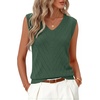 Womens Summer Sleeveless Eyelet Tank Top V Neck Lightweight Sweater Vest | 2026, Knitted, Business Casual, Stretchable, Ribbed, Relaxed, Breathable, Dressy Blouse Shirts, Layering, Fall Outfit Clothes(Dustygreen)