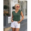 Womens Summer Sleeveless Eyelet Tank Top V Neck Lightweight Sweater Vest | 2026, Knitted, Business Casual, Stretchable, Ribbed, Relaxed, Breathable, Dressy Blouse Shirts, Layering, Fall Outfit Clothes(Dustygreen)