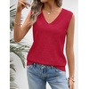Womens Summer Sleeveless Eyelet Tank Top V Neck Lightweight Sweater Vest | 2026, Knitted, Business Casual, Stretchable, Ribbed, Relaxed, Breathable, Dressy Blouse Shirts, Layering, Fall Outfit Clothes(Red)
