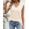 Womens Summer Sleeveless Eyelet Tank Top V Neck Lightweight Sweater Vest | 2026, Knitted, Business Casual, Stretchable, Ribbed, Relaxed, Breathable, Dressy Blouse Shirts, Layering, Fall Outfit Clothes(Beige)