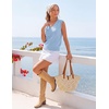 Womens Summer Sleeveless Eyelet Tank Top V Neck Lightweight Sweater Vest | 2026, Knitted, Business Casual, Stretchable, Ribbed, Relaxed, Breathable, Dressy Blouse Shirts, Layering, Fall Outfit Clothes(Lightblue)