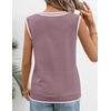 Womens Summer Sleeveless Eyelet Tank Top V Neck Lightweight Sweater Vest | 2026, Knitted, Business Casual, Stretchable, Ribbed, Relaxed, Breathable, Dressy Blouse Shirts, Layering, Fall Outfit Clothes(Trimpurple)