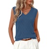 Womens Summer Sleeveless Eyelet Tank Top V Neck Lightweight Sweater Vest | 2026, Knitted, Business Casual, Stretchable, Ribbed, Relaxed, Breathable, Dressy Blouse Shirts, Layering, Fall Outfit Clothes(Dark Blue)